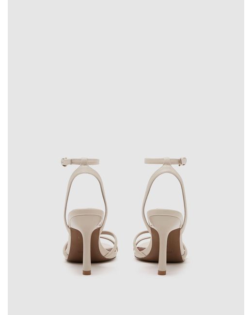 Reiss White Leather Link-Strap Stiletto Sandals