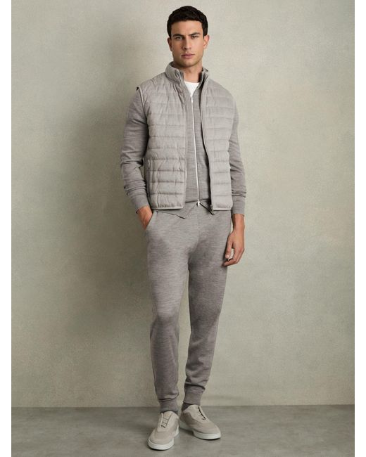 Reiss Gray Billings Joggers Wool Melange, Warm for men