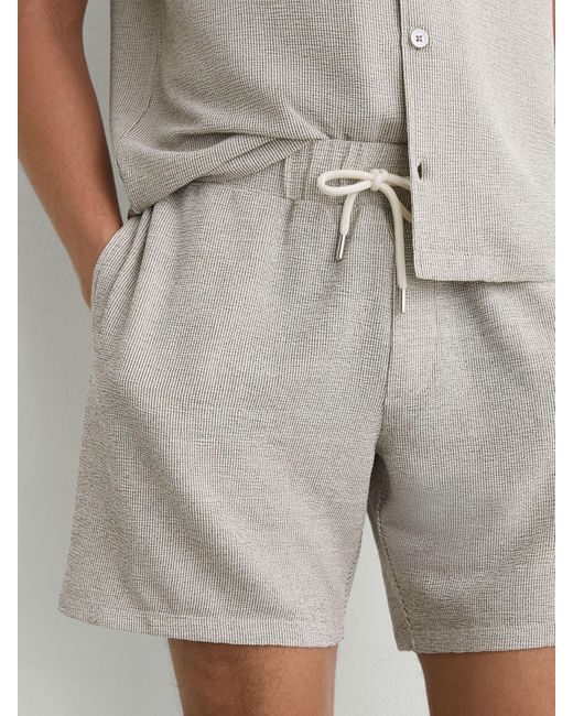 Reiss Natural Textured Stripe Drawstring Shorts for men