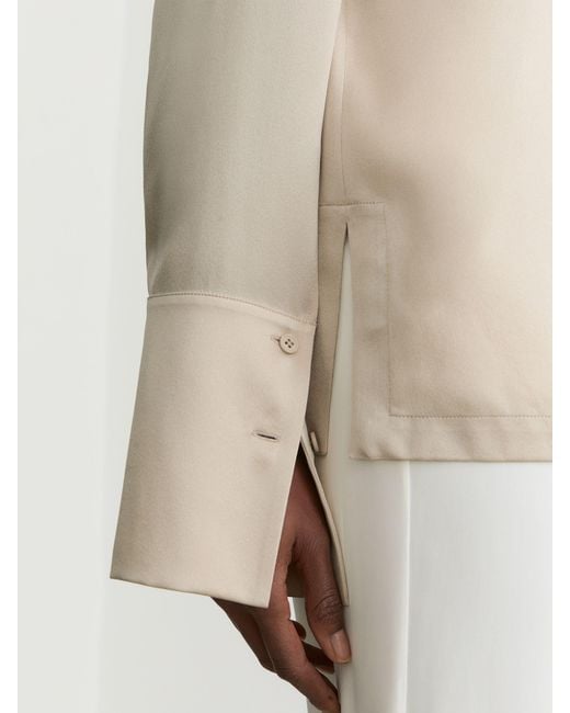 Reiss Natural Silk Open-Collar Blouse