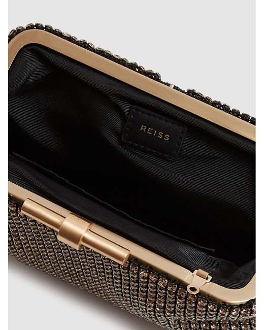 Reiss Brown Embellished Clutch Bag