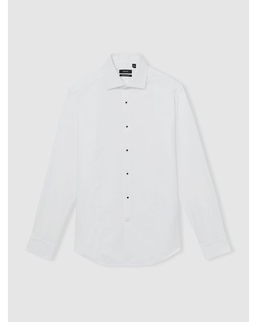 Reiss White Marcel Slim Fit Cotton Double-Cuff Dinner Shirt for men
