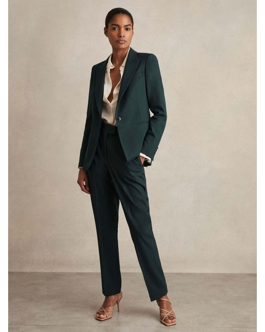 Reiss Green Wool-Blend Slim-Fit Suit Trousers