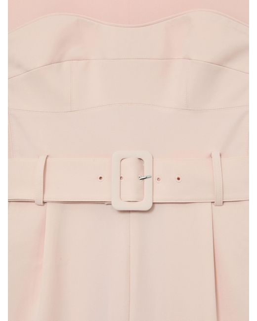 Reiss Natural Sheer-Panel Structured Belted Playsuit