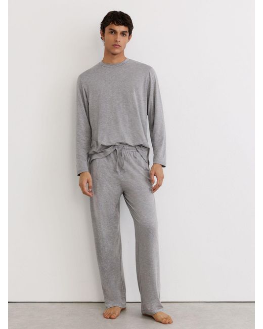 Reiss Gray Hudson - Grey Melange Lyocell-modal Drawstring Lounge Joggers, L for men