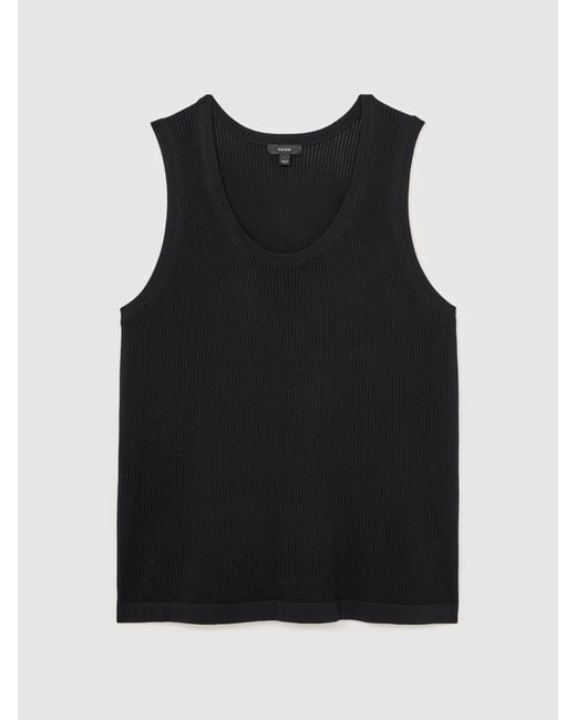 Reiss Watson - Black Textured-knit Round-neck Vest, L for men