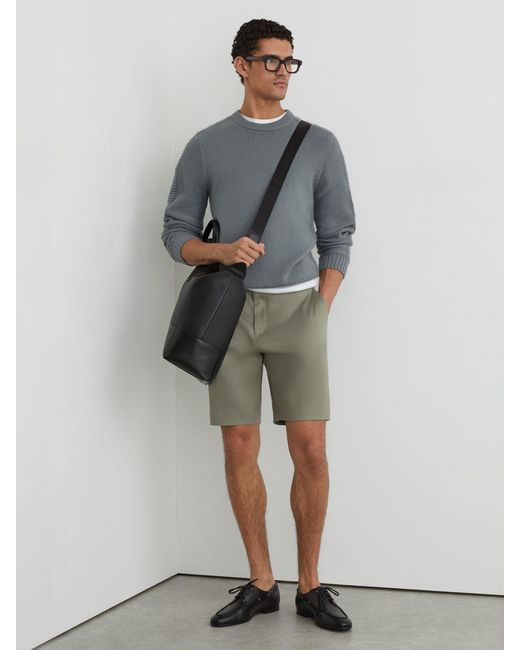 Reiss Gray Short - Sage Cantwell Short Cotton-blend Side-adjuster Shorts, 32 for men