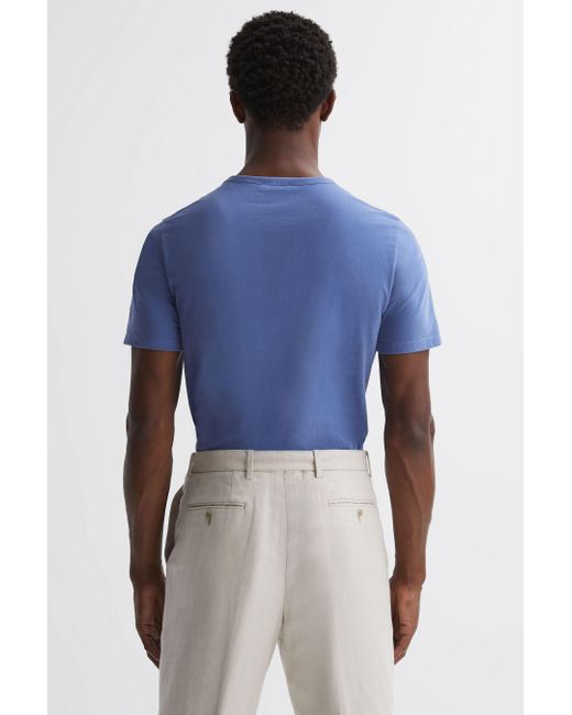 Reiss Airforce Blue Slim Fit Garment Dye Crew Neck T-shirt for men