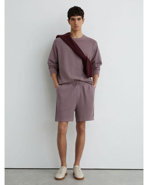 Reiss Purple Cotton-Piqué Garment-Dyed Sweatshirt for men