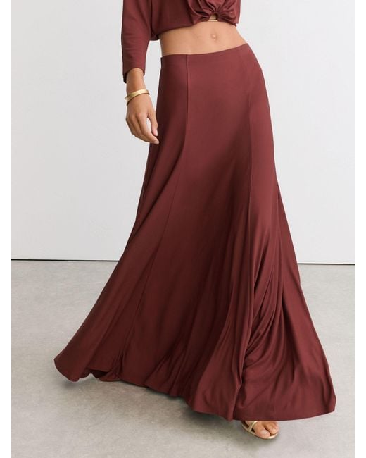 Reiss Red Jersey Maxi Skirt