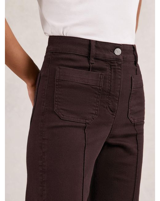Reiss White Sakura - Burgundy Patch-pocket Flared Jeans, Us 24 R