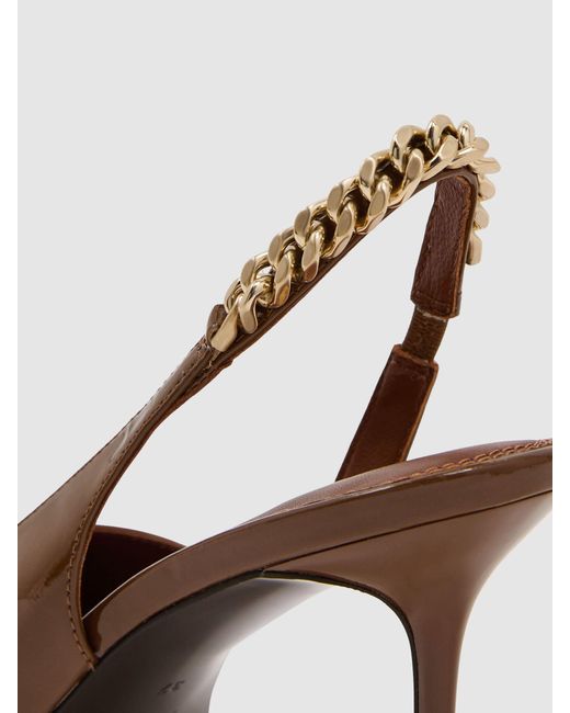 Reiss Gray Patent-Leather Chain-Slingback Heels
