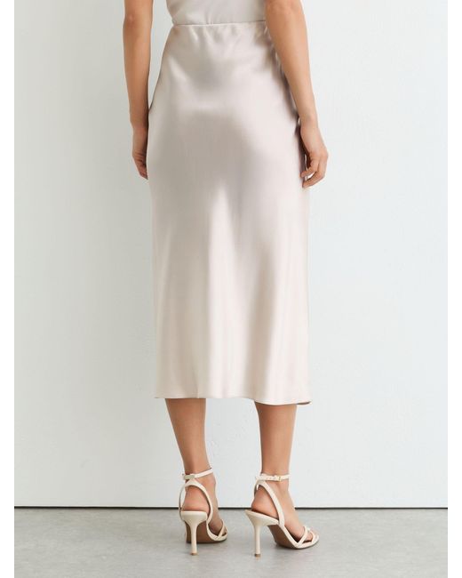 Reiss White Silk Slip Midi Skirt
