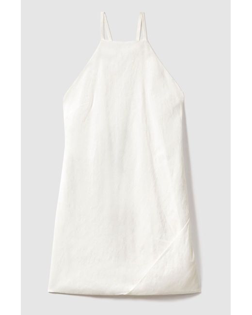 Reiss India - White Lyocell Blend Wrap Detail Mini Dress