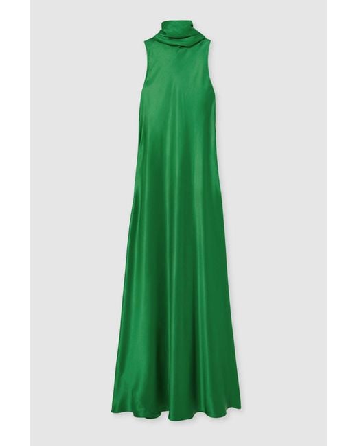 Reiss Fae - Green Satin Cape Maxi Dress, Us 2