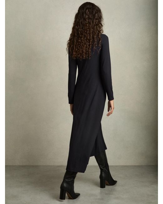 Reiss Blue Ivy - Navy Jersey Draped Midi Dress, Us 0