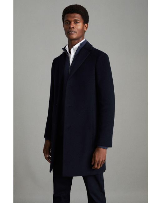 Reiss Blue Gable - Navy Single Breasted Overcoat, S for men