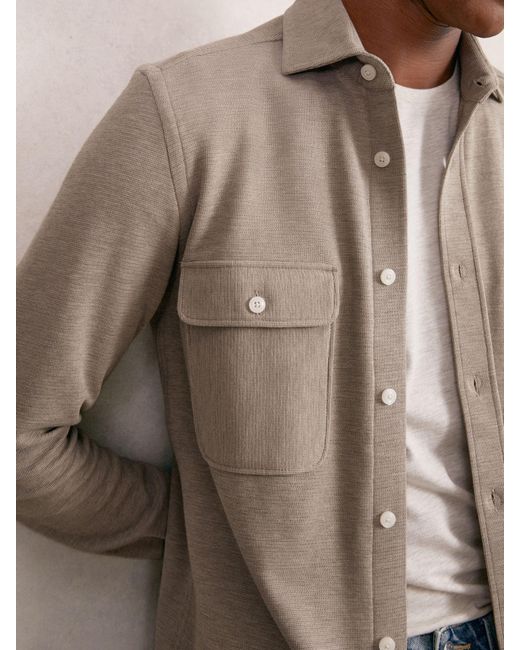 Reiss Natural Textured Twin Pocket Cotton Blend Overshirt for men
