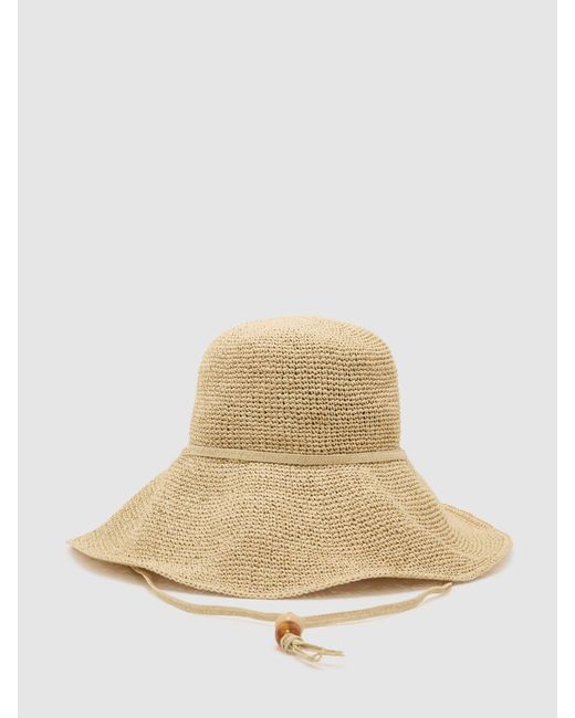 Reiss Natural Straw-Effect Beaded-Strap Hat, S & M