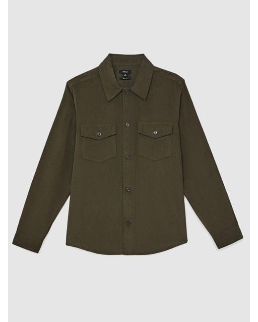 Reiss Green Cotton Corduroy Twin-Pocket Overshirt for men