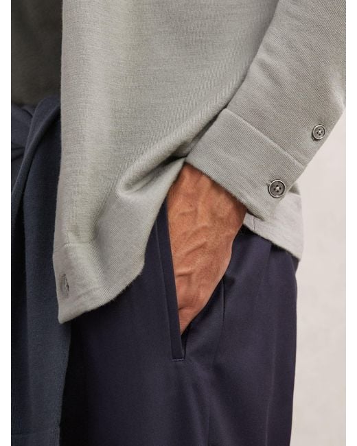 Reiss Gray Forbes Merino Wool Button-Through Cardigan for men