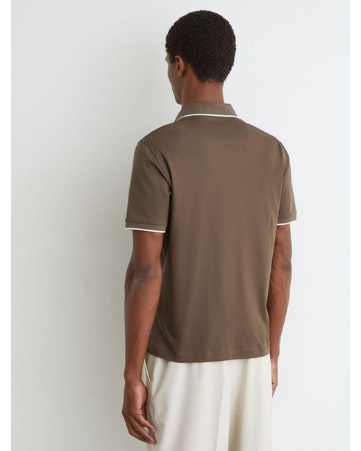 Reiss Brown Air-Water Cotton Tipped Polo Shirt for men