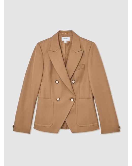 Reiss White Wool-Blend Double-Breasted Blazer