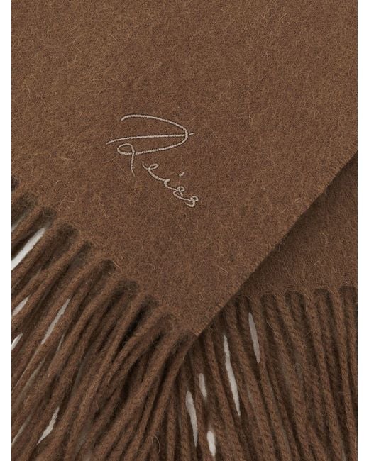 Reiss Brown Picton Wool-Cashmere Scarf