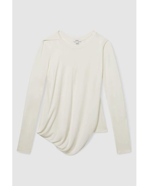 Reiss Natural Draped-Jersey Top