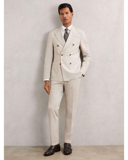 Reiss Natural Slim-Fit Textured Suit Trousers With Wool for men