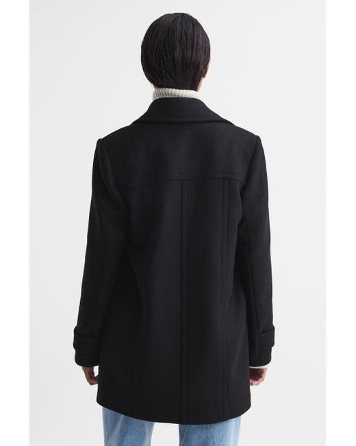 Reiss Maisie - Black Wool Blend Double Breasted Coat