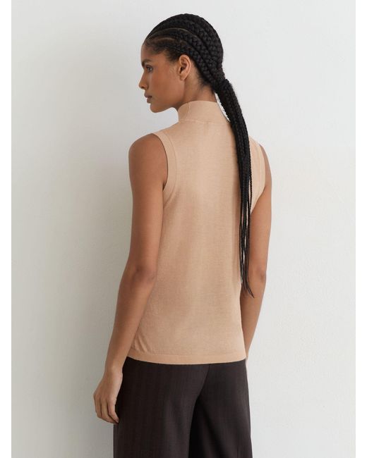 Reiss Black Merino Wool Funnel-Neck Sleeveless Vest