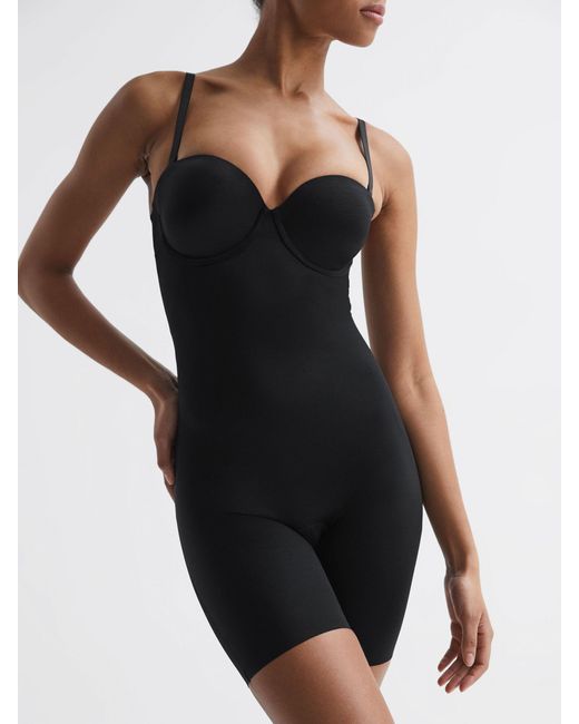 Spanx Black Shapewear Firming Strapless Mid-thigh Bodysuit With Cups