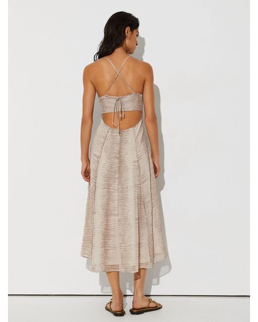 Reiss Natural Eloise - Neutral Snake-print Midi Beach Dress, Us 10
