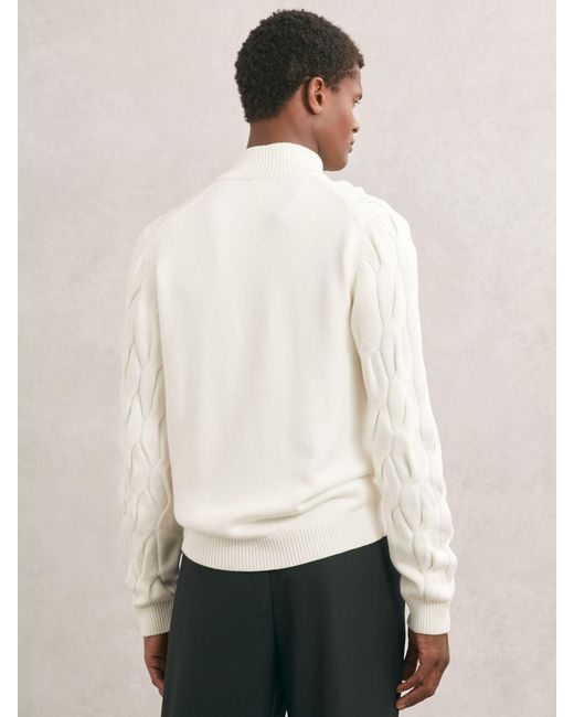 Reiss Natural Half-Zip Cable-Knit Jumper With Wool for men