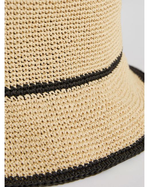 Reiss Natural Tipped Straw Bucket Hat, S & M