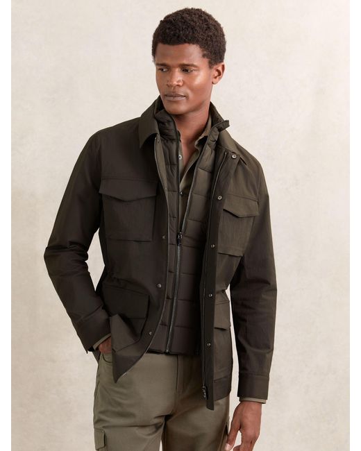 Reiss Natural Bryson - Green Removable-gilet Safari Jacket, S for men