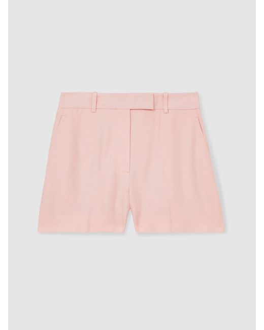 Reiss Pink Magda Mid-Rise Tailored Shorts