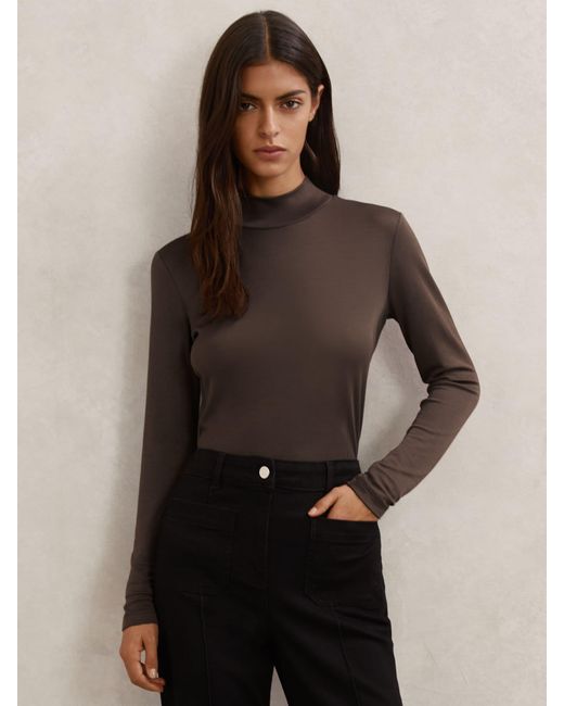 Reiss Multicolor Lyocell-Blend Funnel-Neck Top