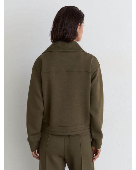 Reiss Green Premium Interlock Zip-Front Sweatshirt