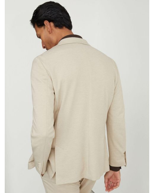 Reiss Natural Gerrard - Stone Tailored Fit Textured Jersey Single-breasted Suit Blazer, 38 for men