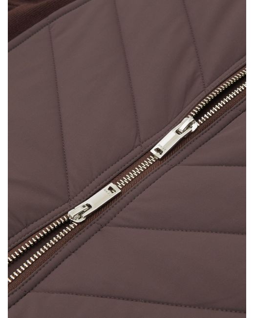 Reiss Brown Hybrid Quilted Zip-Through Knit Jacket