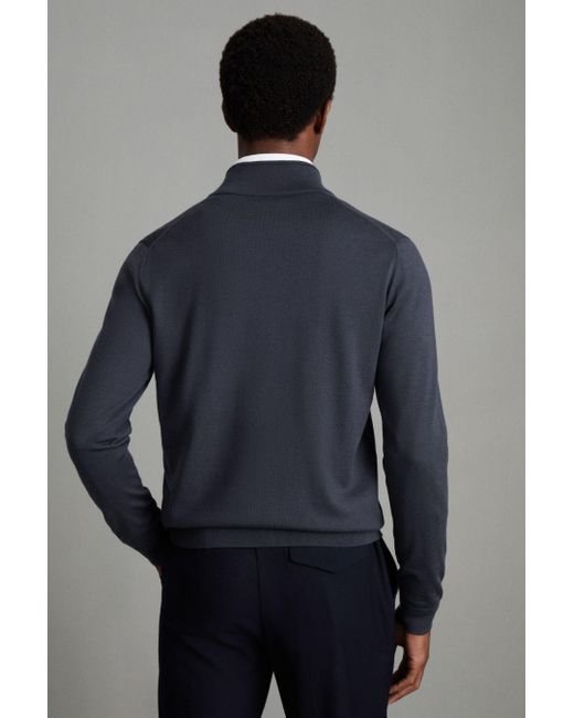 Reiss Hampshire - Blue Smoke Merino Wool Funnel-neck Jacket for men