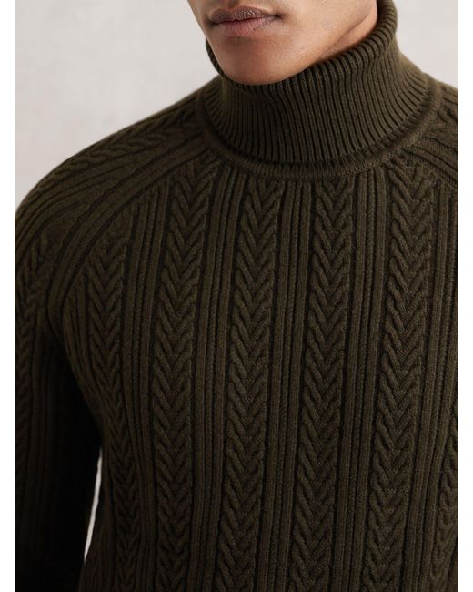 Reiss Black Cable-Knit Roll-Neck Jumper With Wool for men