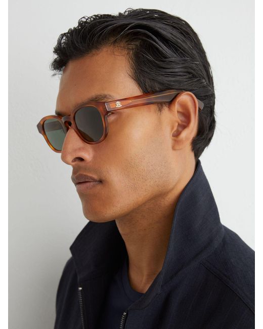 Messyweekend Blue Round-Frame Sunes for men