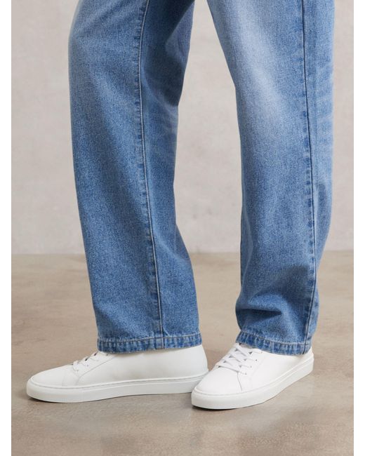 Reiss White Luca Tumbled-Leather-Top Trainers for men