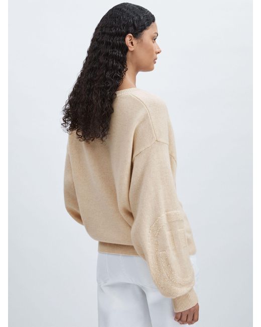 Crush White Smiley Crew Jumper Cashmere Smiley Stitch