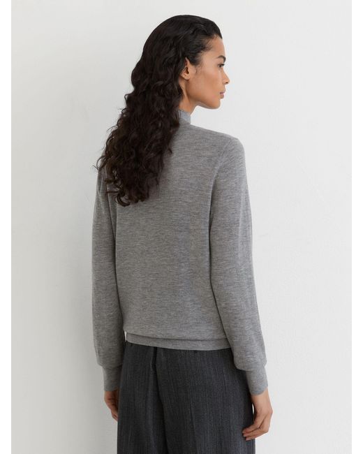 Reiss Gray Rina - Grey Ultra-soft Merino Wool High-neck Jumper, L (us 12-14)