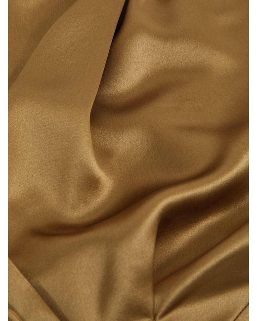 Acler Natural Draped Satin Midi Dress