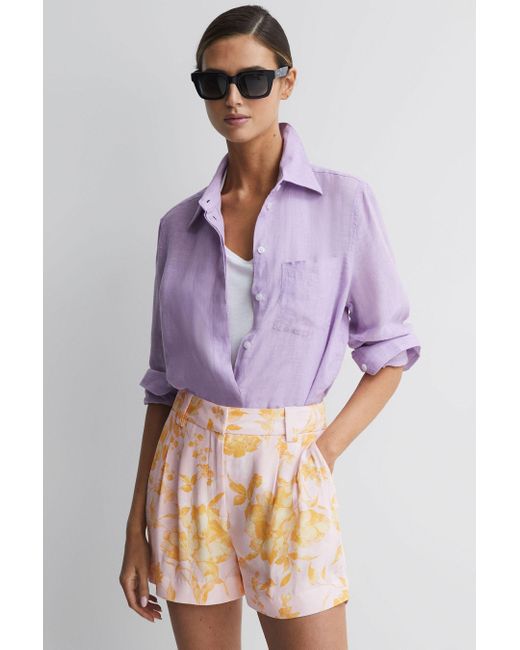- Rise Reiss in | 2 Print Purple Shorts, High Lyst Bonnie Floral UK Yellow Bonnie Us
